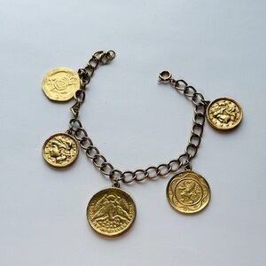Gold Tone Coin Charm Bracelet